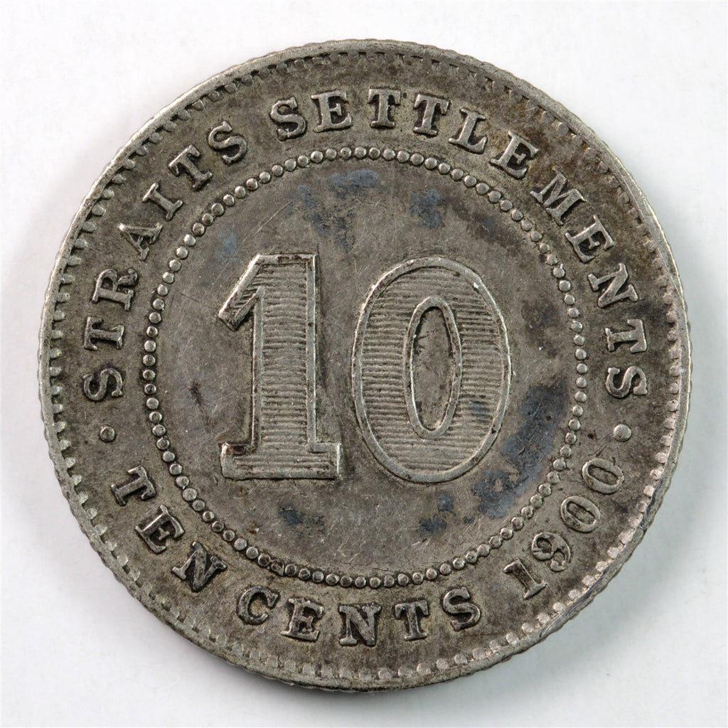 Straits Settlements 1900 10 Cents VF-EF (VF30) $