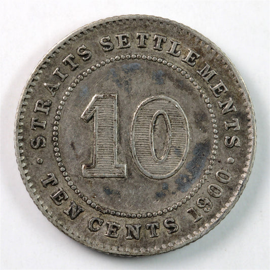 Straits Settlements 1900 10 Cents VF-EF (VF30) $