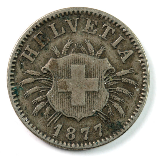 Switzerland 1877B 5 Rappen Very Fine (VF20) $