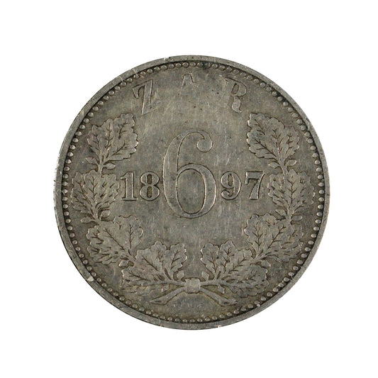 South Africa 1897 6 Pence Extra Fine (EF-40)