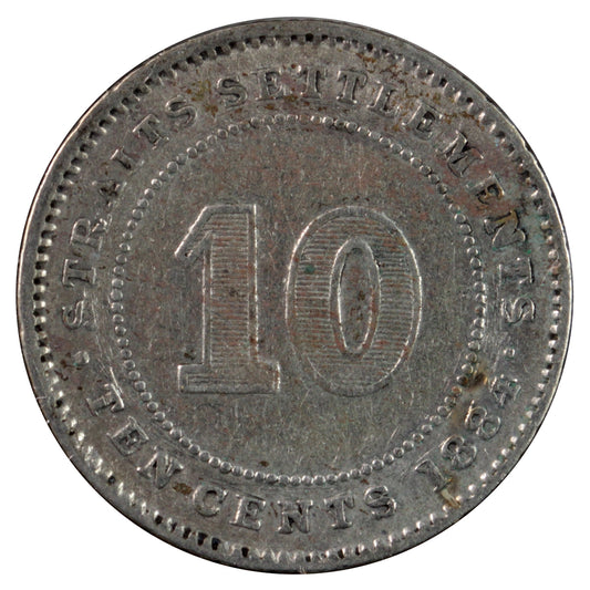 Straits Settlements 1884 Crosslet 4 10 Cents Very Fine (VF20)
