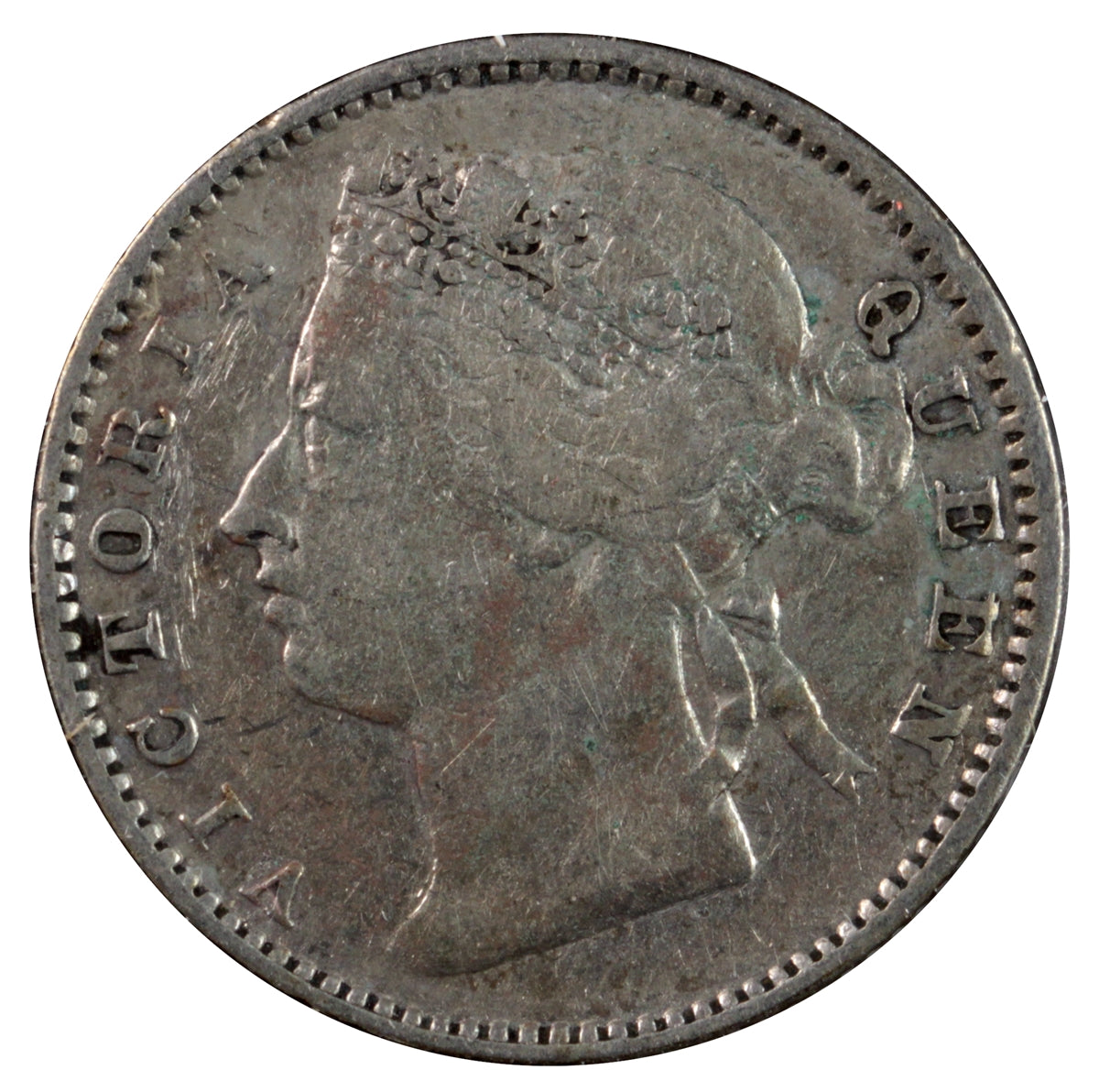 Straits Settlements 1884 Crosslet 4 10 Cents Very Fine (VF20)