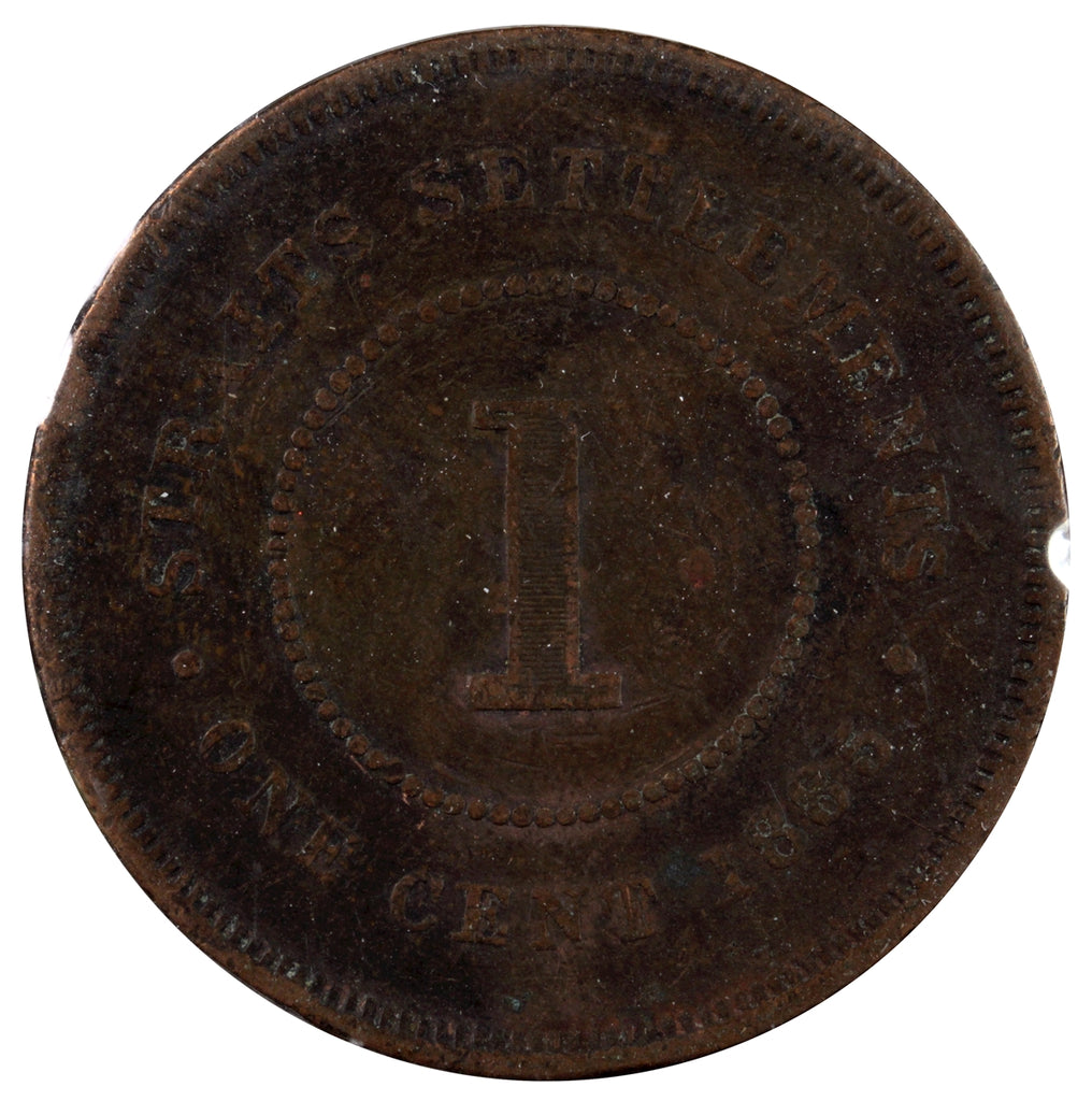 Straits Settlements 1885 Cent F-VF (F15)