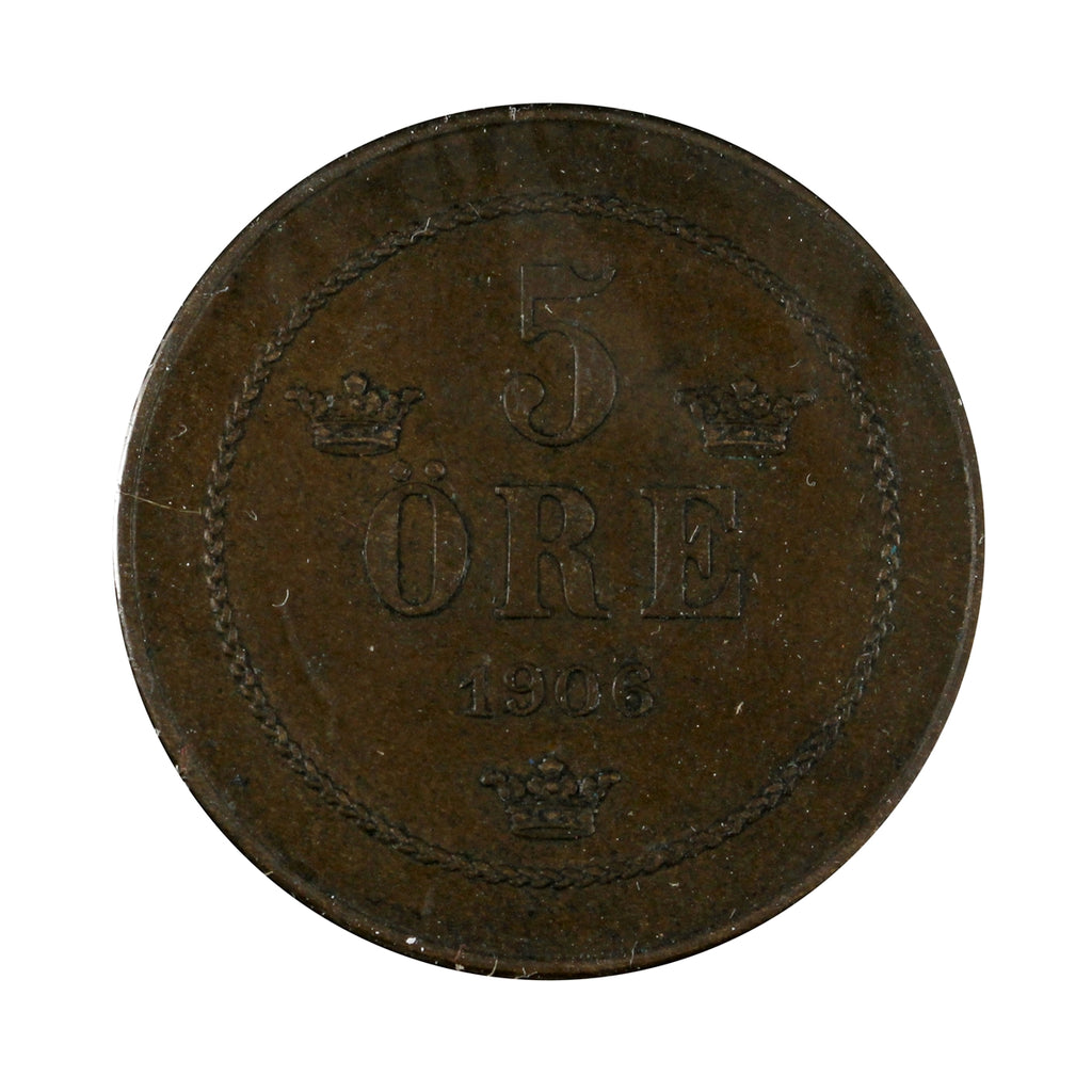 Sweden 1906 5 Ore Almost Uncirculated (AU50)