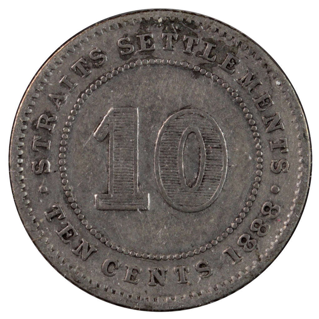 Straits Settlements 1888 10 Cents F-VF (F15)