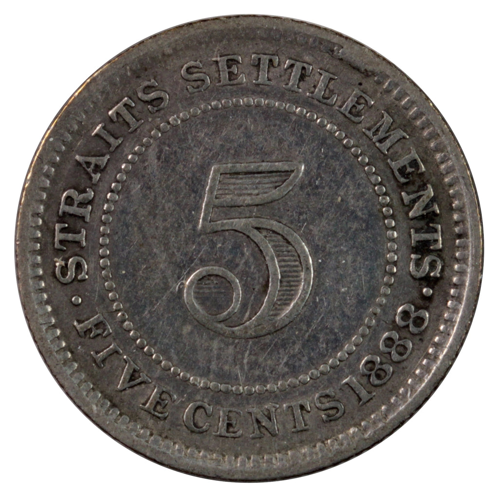 Straits Settlements 1888 5 Cents Very Fine (VF20)