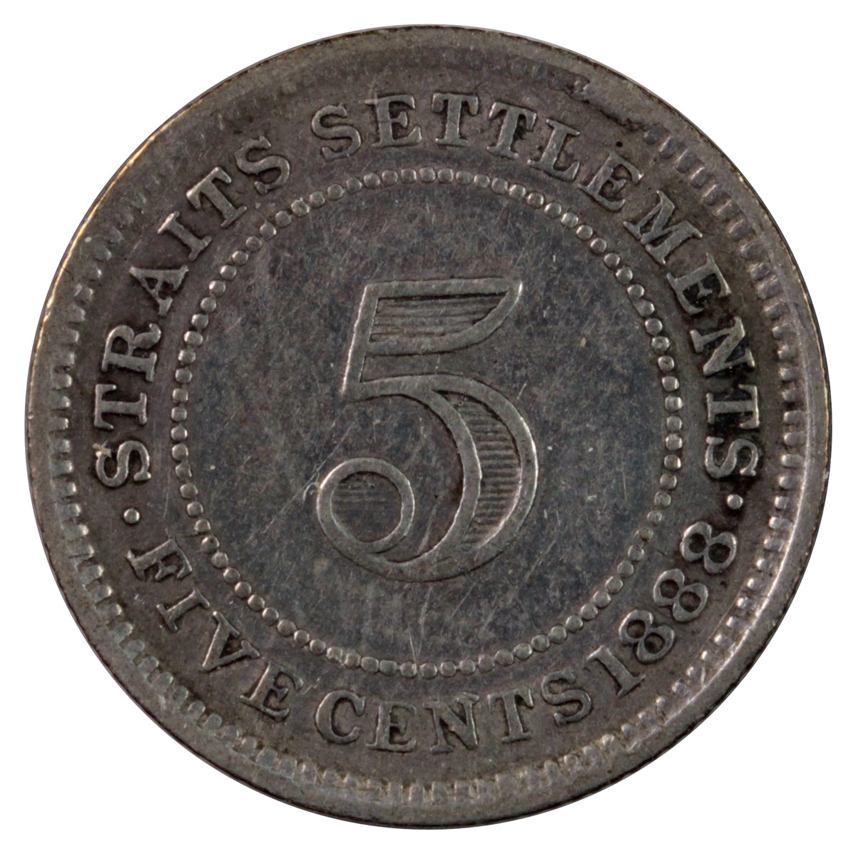 Straits Settlements 1888 5 Cents Very Fine (VF20)