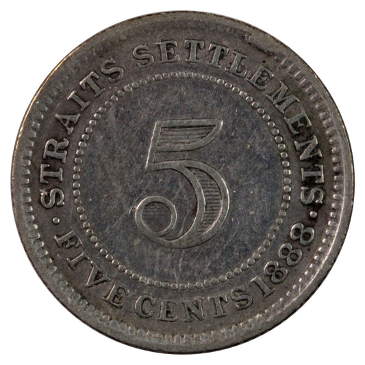 Straits Settlements 1888 5 Cents Very Fine (VF20)