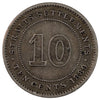 Straits Settlements 1889 10 Cents Very Fine (VF20)