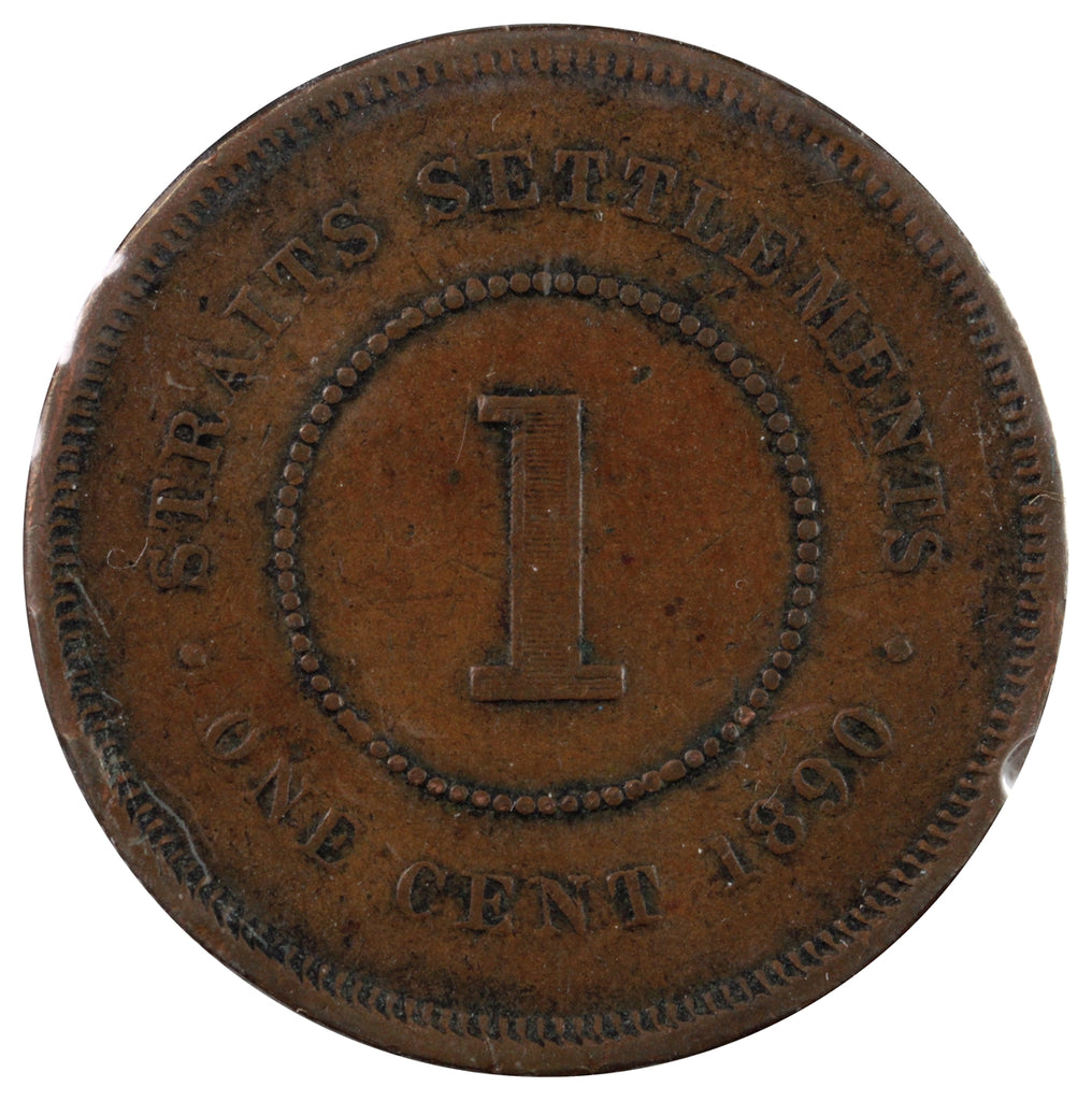 Straits Settlements 1890 Cent F-VF (F15)