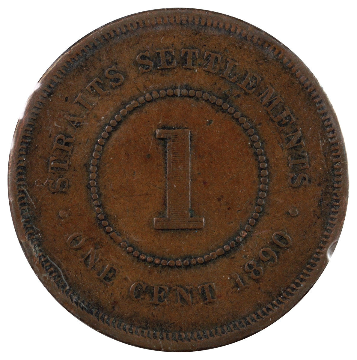 Straits Settlements 1890 Cent F-VF (F15)