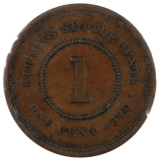 Straits Settlements 1890 Cent F-VF (F15)