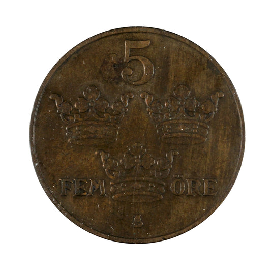 Sweden 1920 5 Ore Almost Uncirculated (AU50)