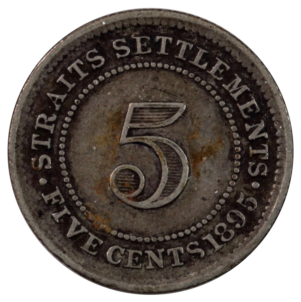 Straits Settlements 1895 5 Cents F-VF (F15)
