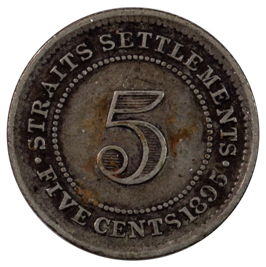 Straits Settlements 1895 5 Cents F-VF (F15)