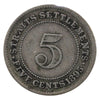 Straits Settlements 1895 5 Cents Very Fine (VF-20)