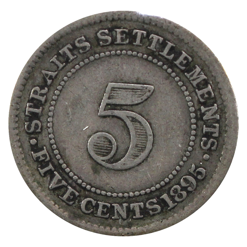 Straits Settlements 1895 5 Cents Very Fine (VF-20)