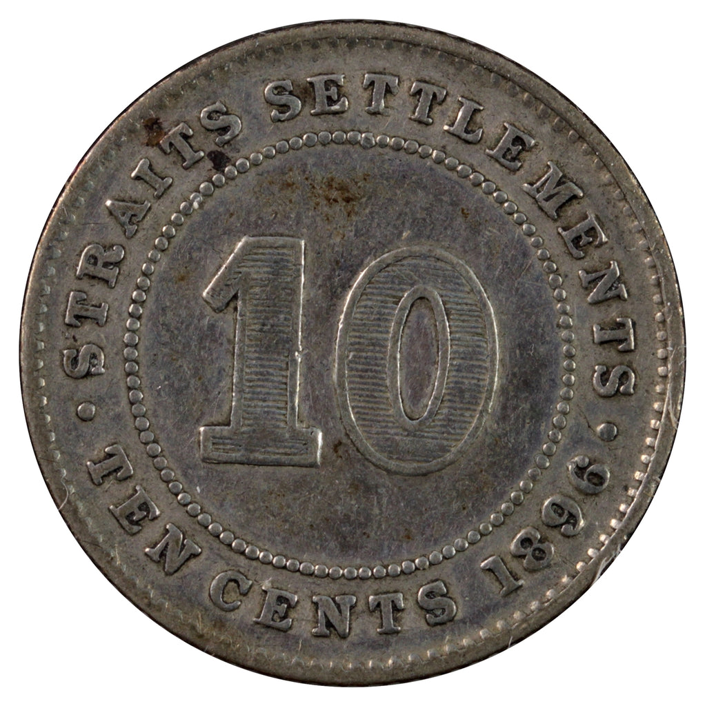 Straits Settlements 1896 10 Cents Fine (F12)