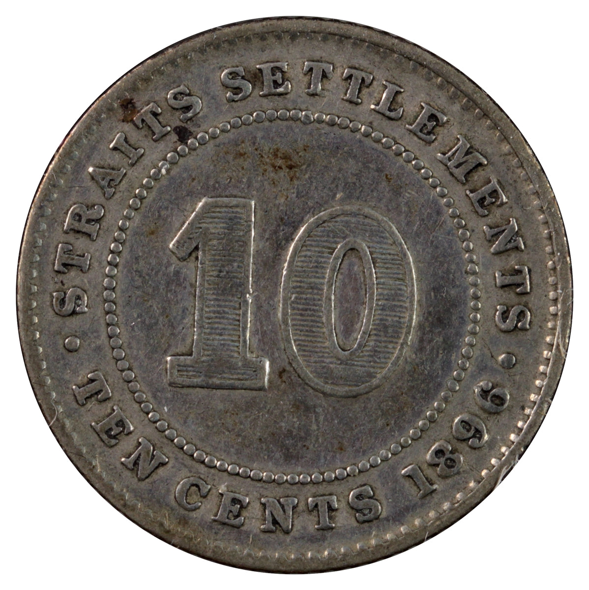 Straits Settlements 1896 10 Cents Fine (F12)