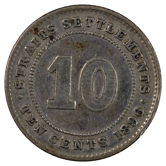 Straits Settlements 1896 10 Cents Fine (F12)