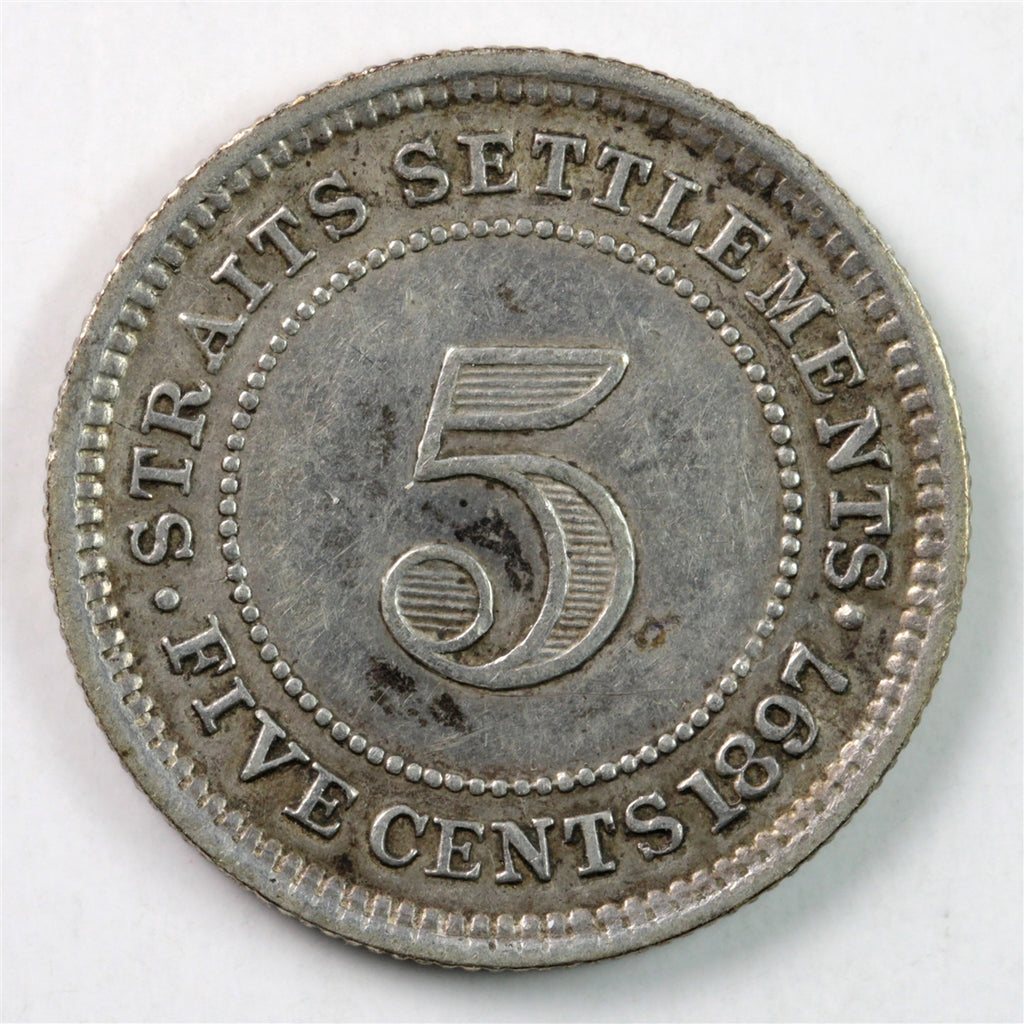 Straits Settlements 1897H 5 Cents Extra Fine (EF40) $