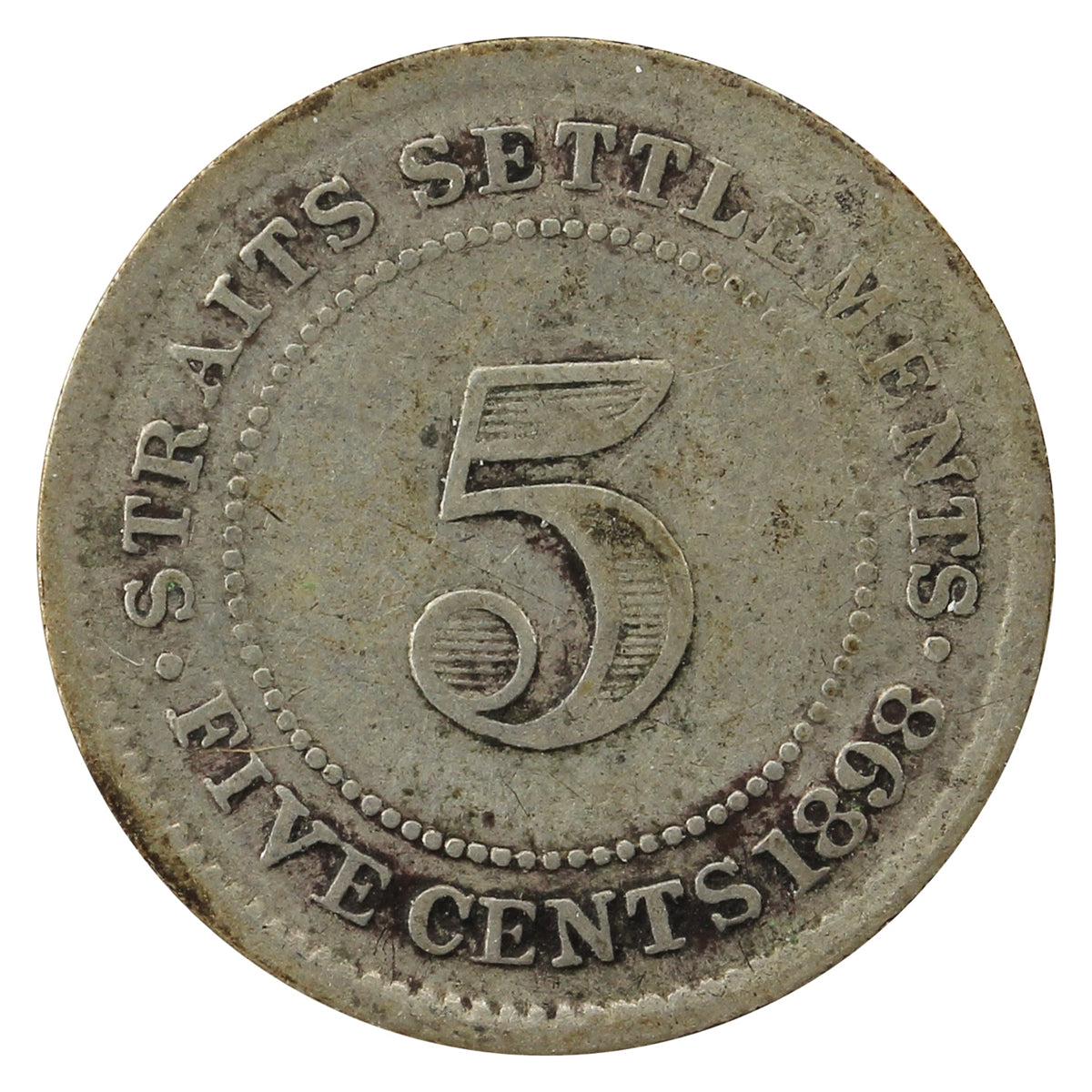 Straits Settlements 1898 5 Cents Fine (F12)