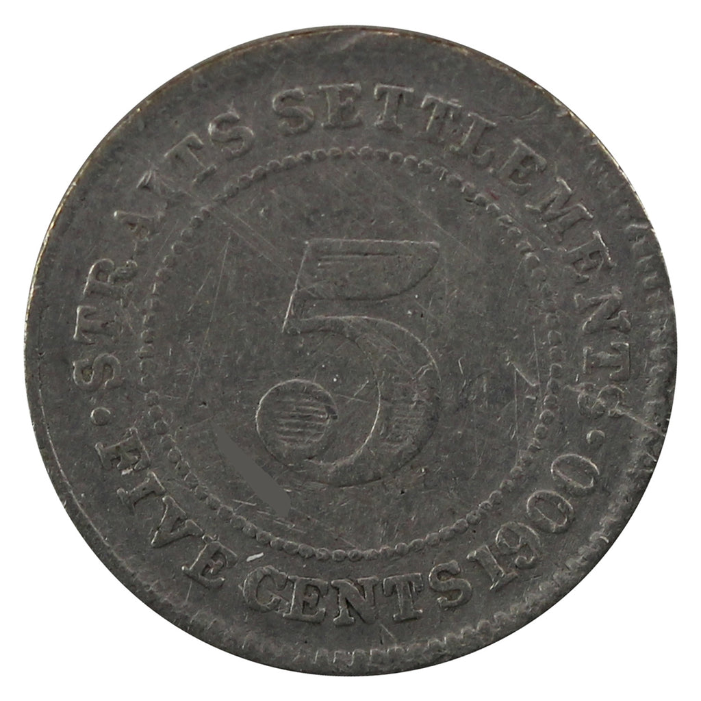Straits Settlements 1900 5 Cents Very Fine (VF20)