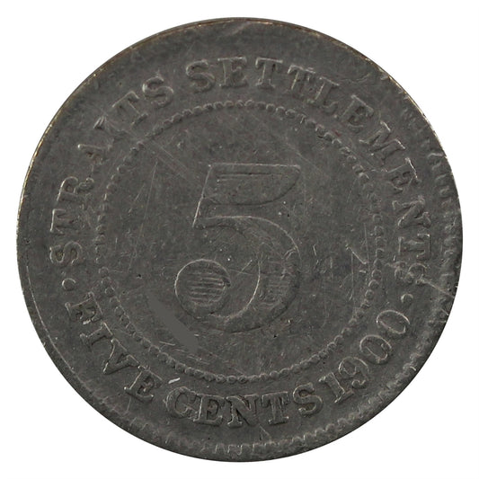 Straits Settlements 1900 5 Cents Very Fine (VF20)