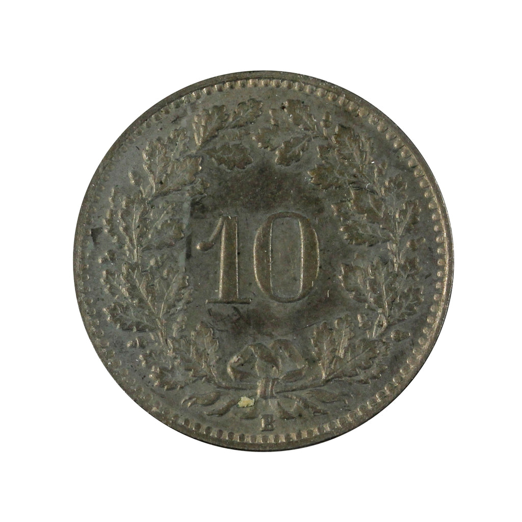 Switzerland 1921B 10 Rappen Almost Uncirculated (AU50)