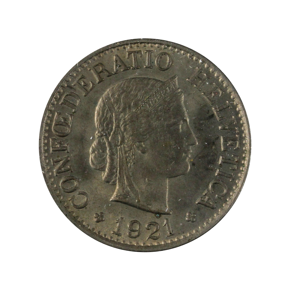 Switzerland 1921B 10 Rappen Almost Uncirculated (AU50)