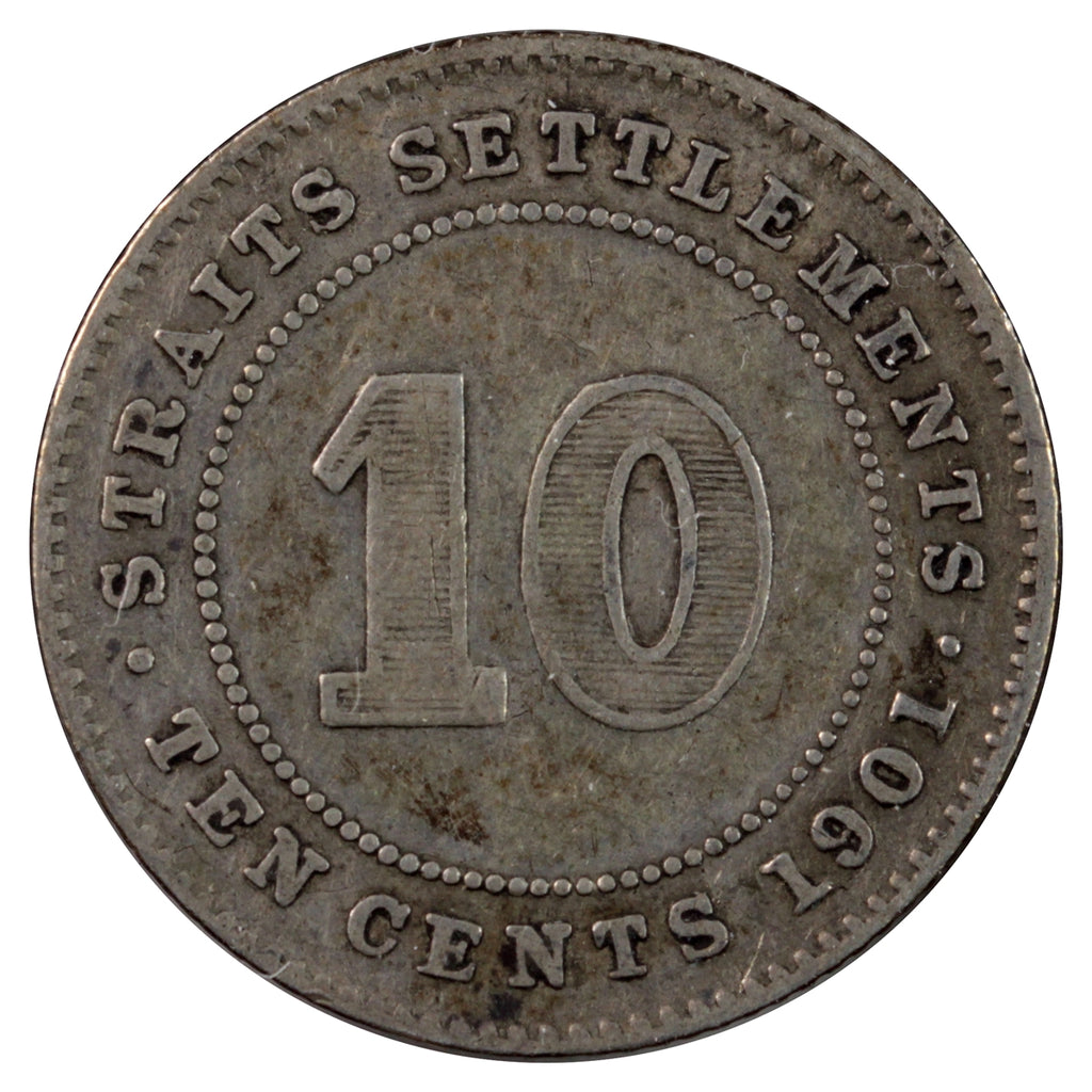 Straits Settlements 1901 10 Cents F-VF (F15)