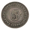 Straits Settlements 1901 5 Cents Very Fine (VF20)