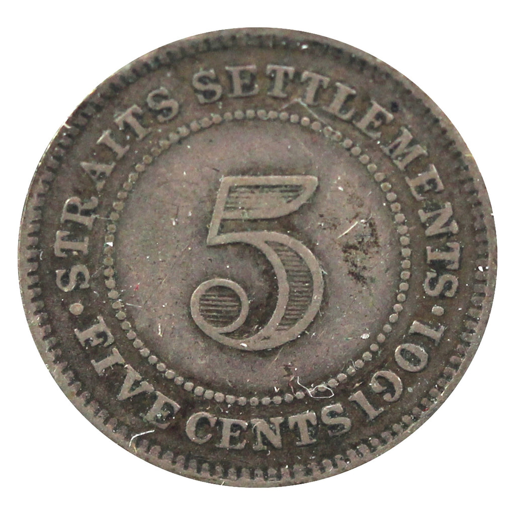 Straits Settlements 1901 5 Cents Very Fine (VF20)