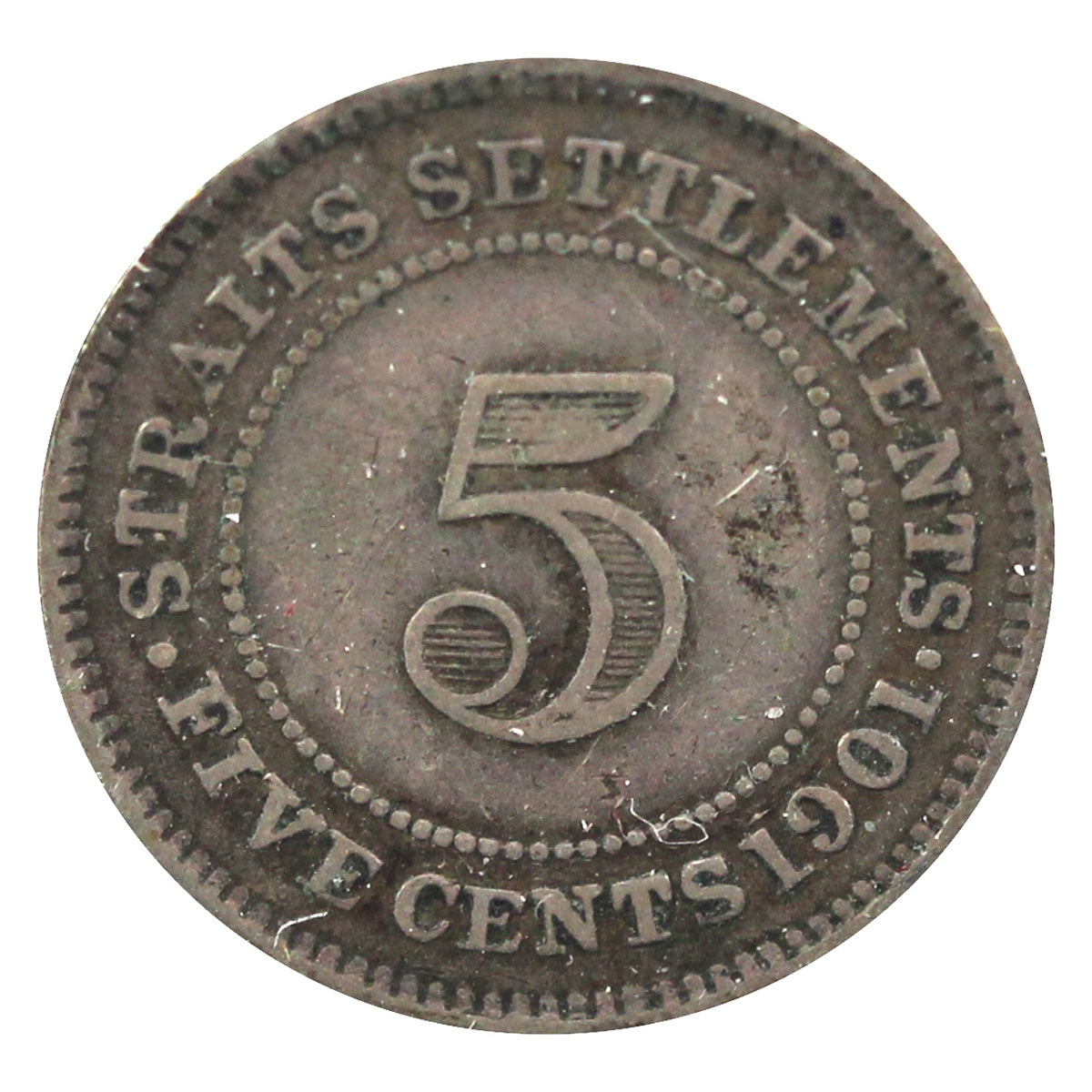 Straits Settlements 1901 5 Cents Very Fine (VF20)