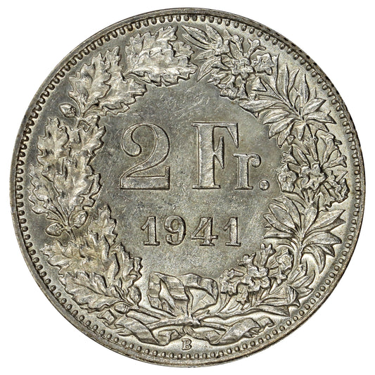 Switzerland 1941B 2 Francs Uncirculated (MS60)