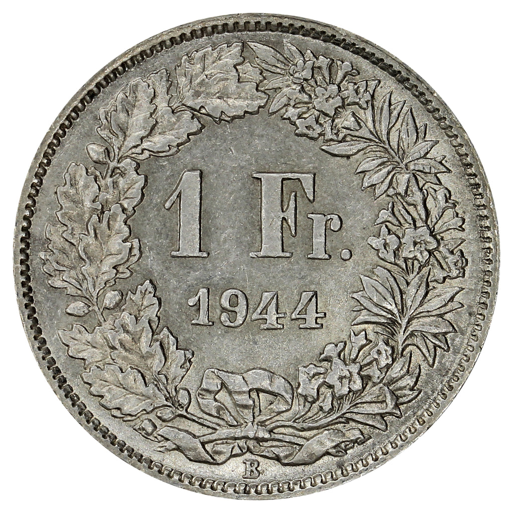 Switzerland 1944B Franc Almost Uncirculated (AU50)