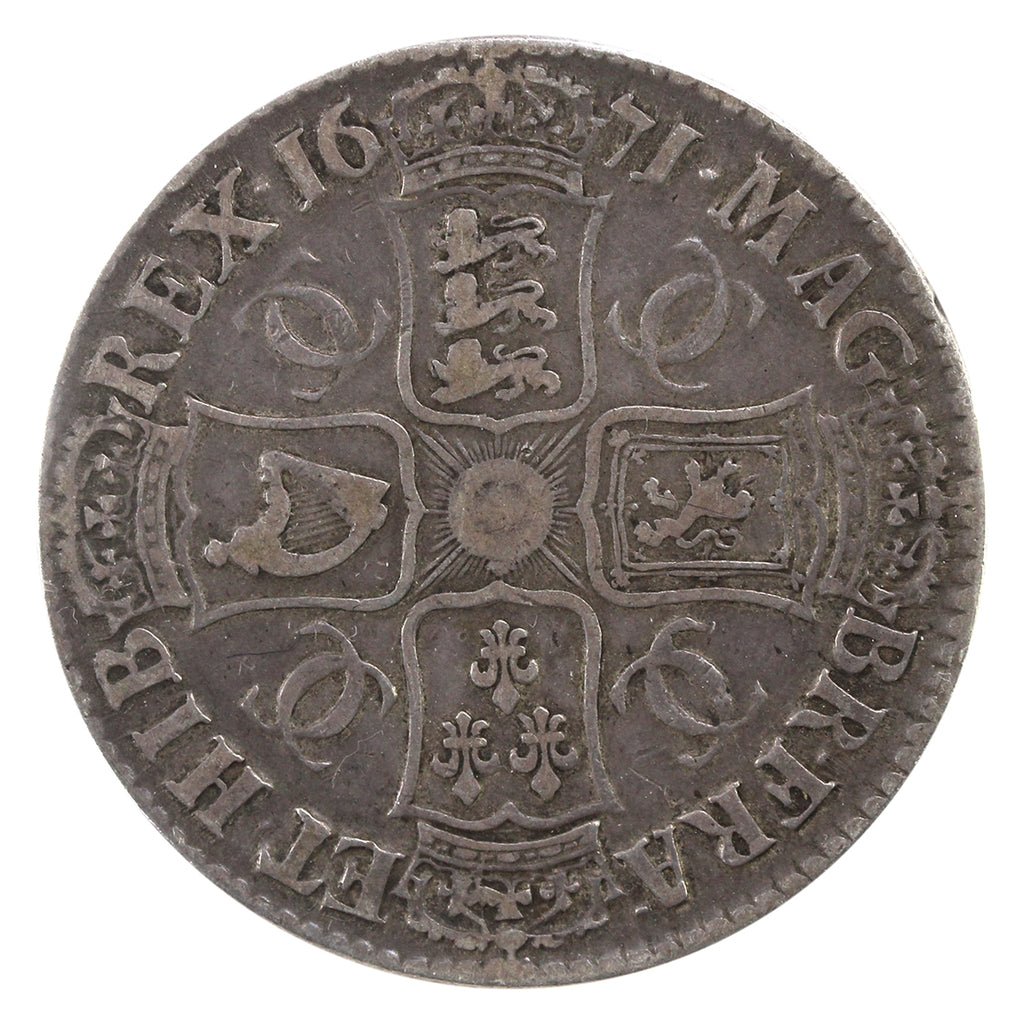 Great Britain 1671 Charles II Crown F-VF (F15) $