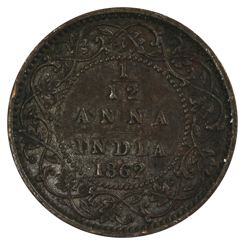 India 1862 1/12 Anna Almost Uncirculated (AU50)