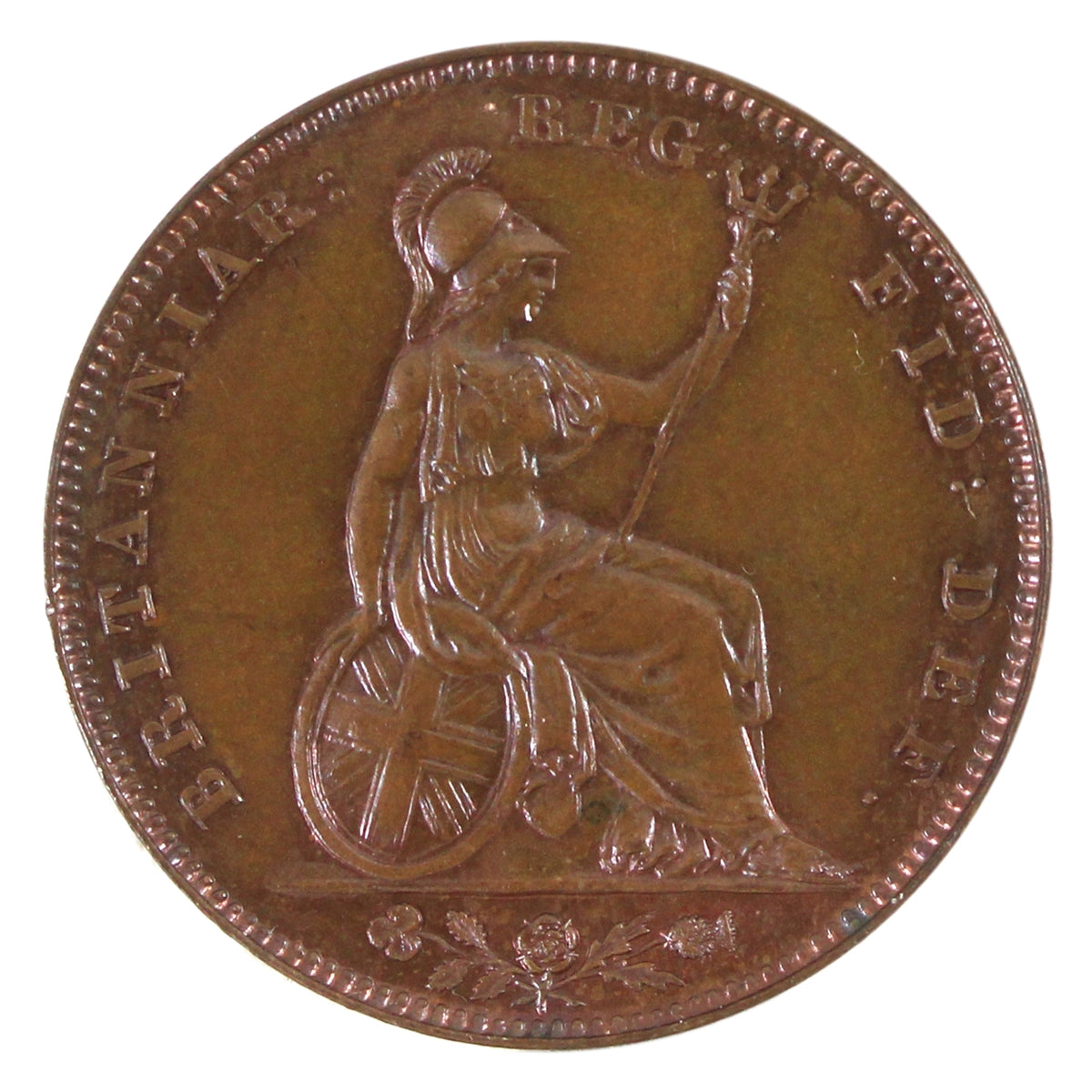 Great Britain 1838 Raised WW Farthing UNC+ (MS62) $