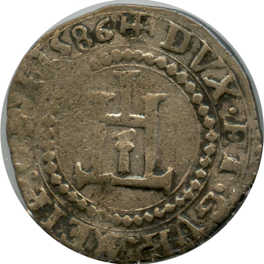 Italy 1586 Genoa 3.1 Gram Billon VF-EF (VF30) $