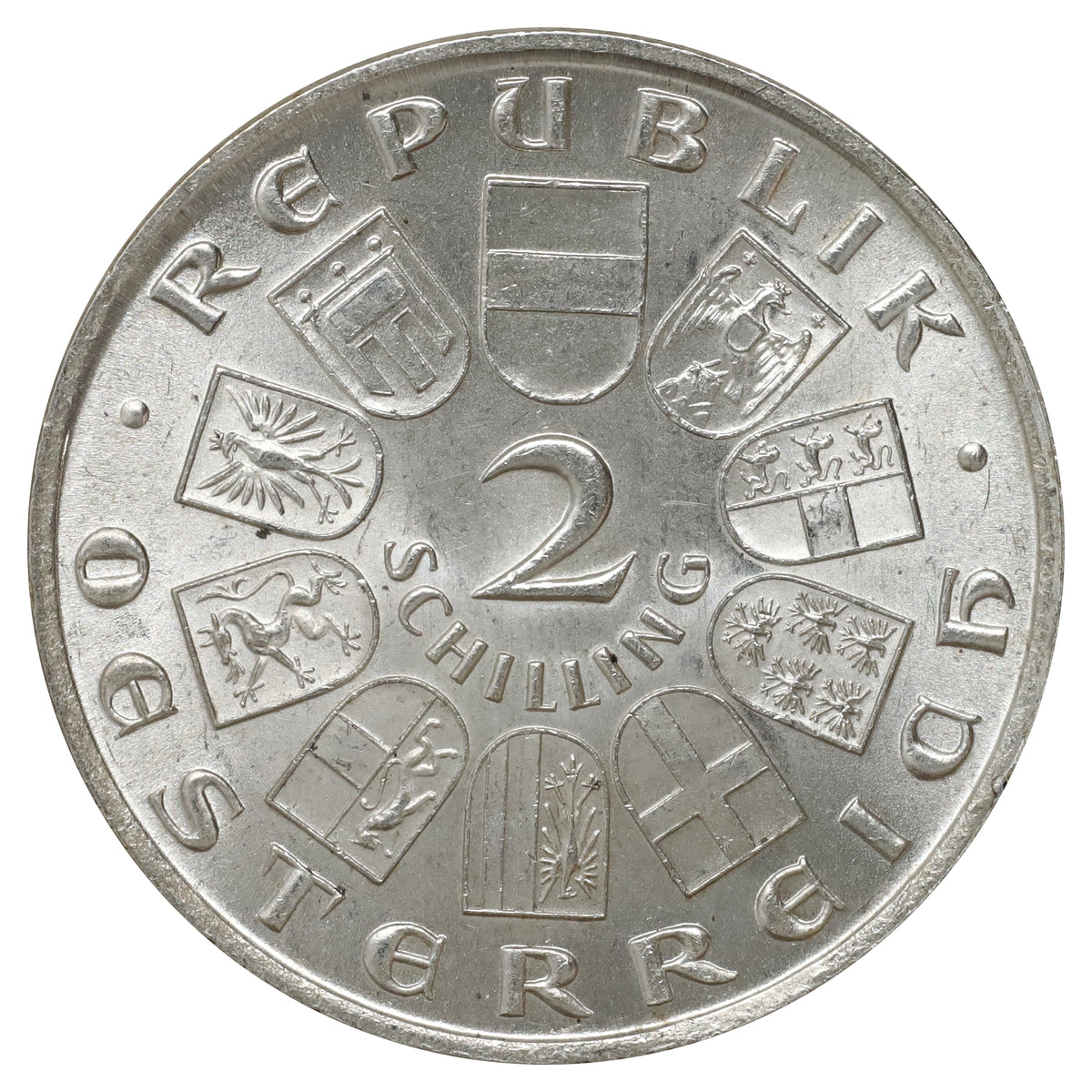 Austria 1928 2 Schillings Brilliant Uncirculated (MS63)