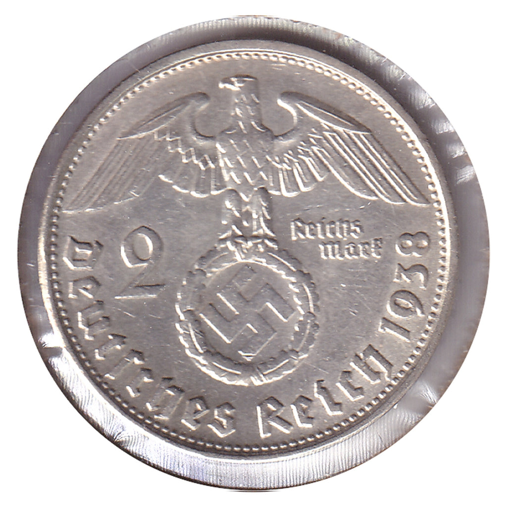 German Third Reich 1938B 2 Marks Almost Uncirculated (AU50)