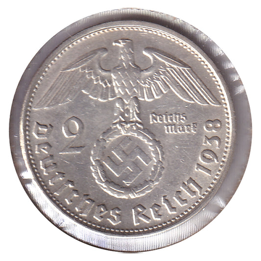 German Third Reich 1938B 2 Marks Almost Uncirculated (AU50)
