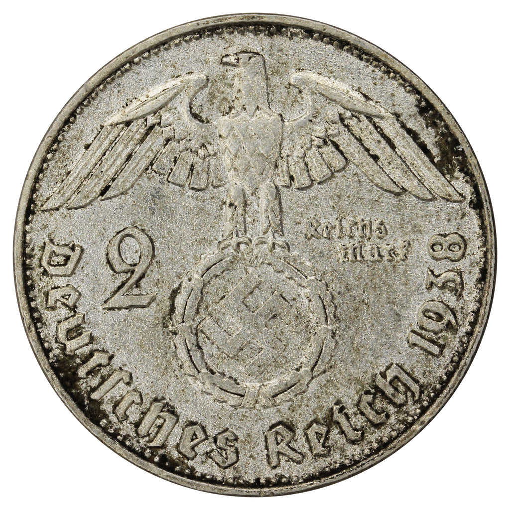 German Third Reich 1938B 2 Marks EF-AU (EF45)