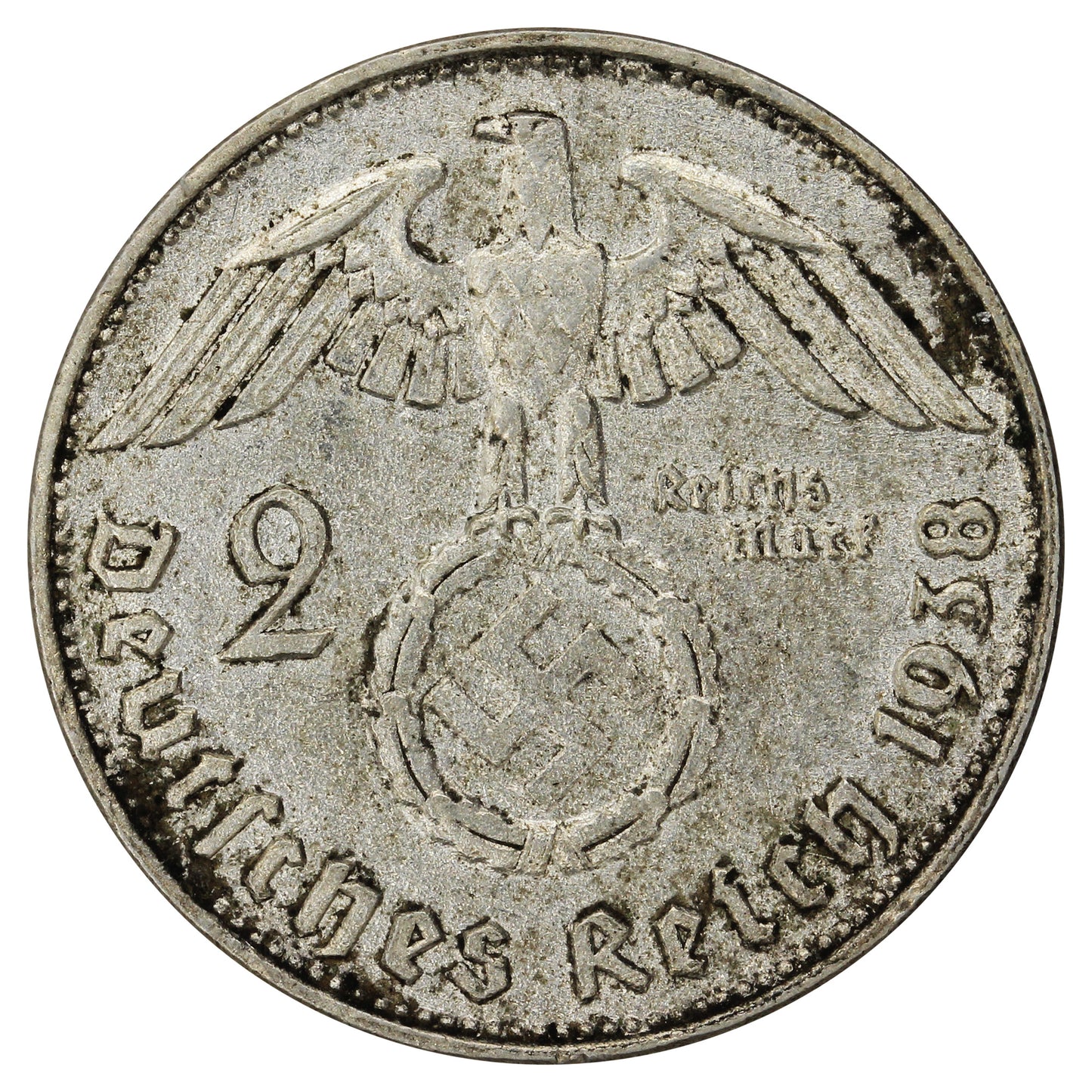 German Third Reich 1938B 2 Marks EF-AU (EF45)
