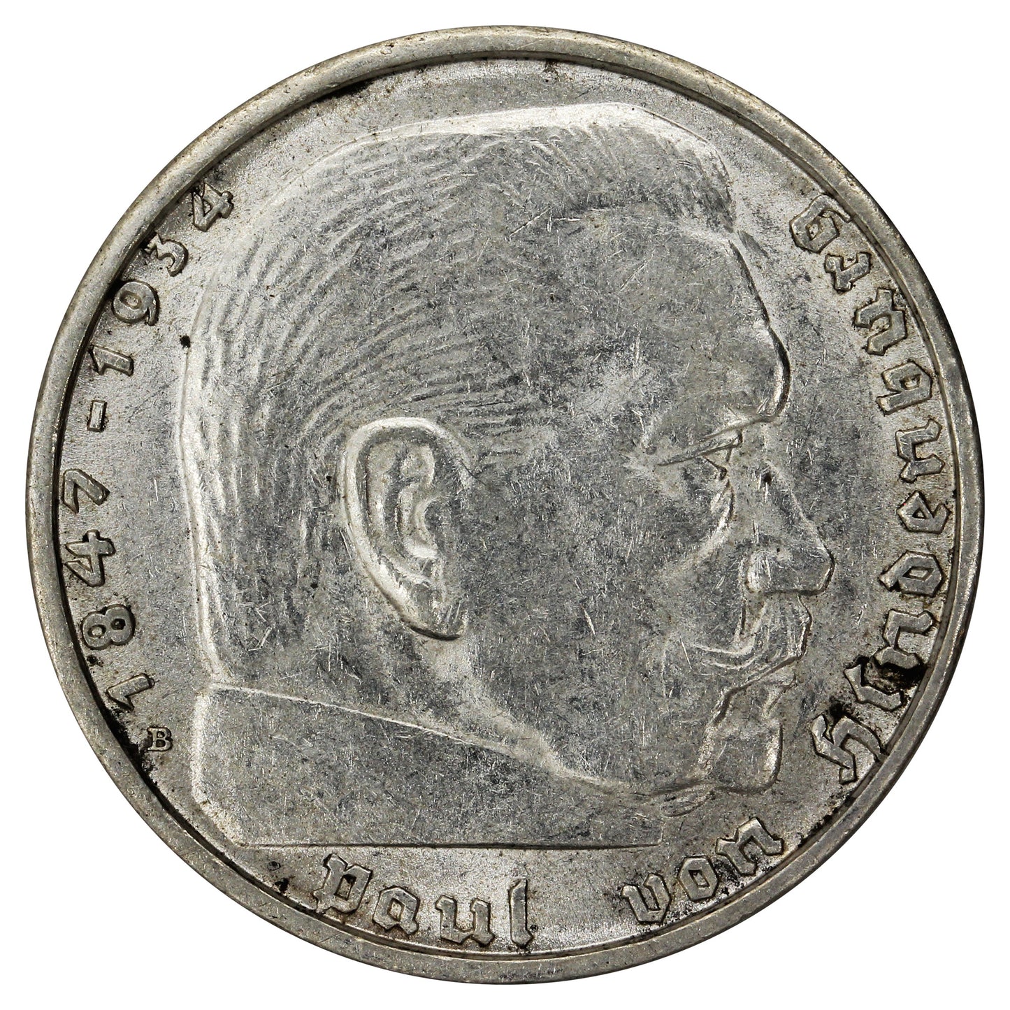 German Third Reich 1939B 2 Marks Almost Uncirculated (AU50)