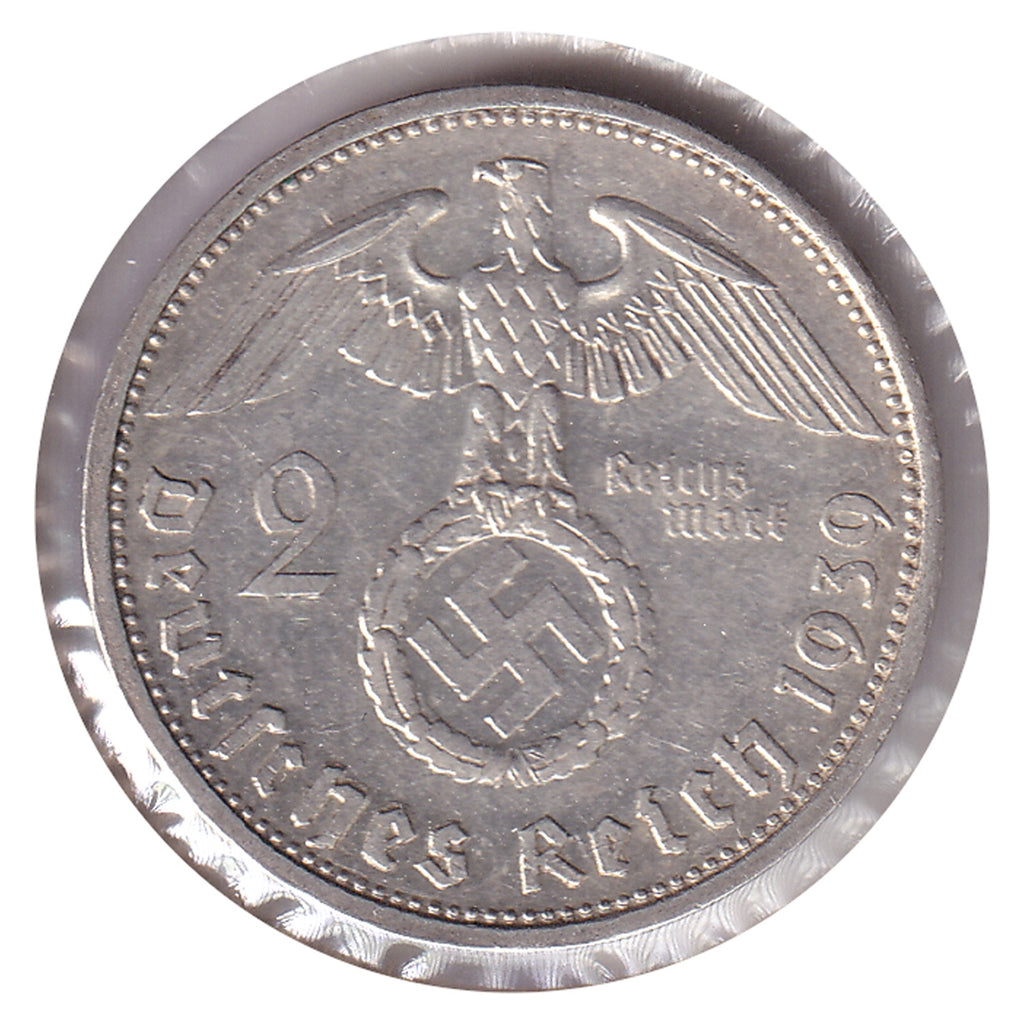 German Third Reich 1939A 2 Marks Almost Uncirculated (AU50)