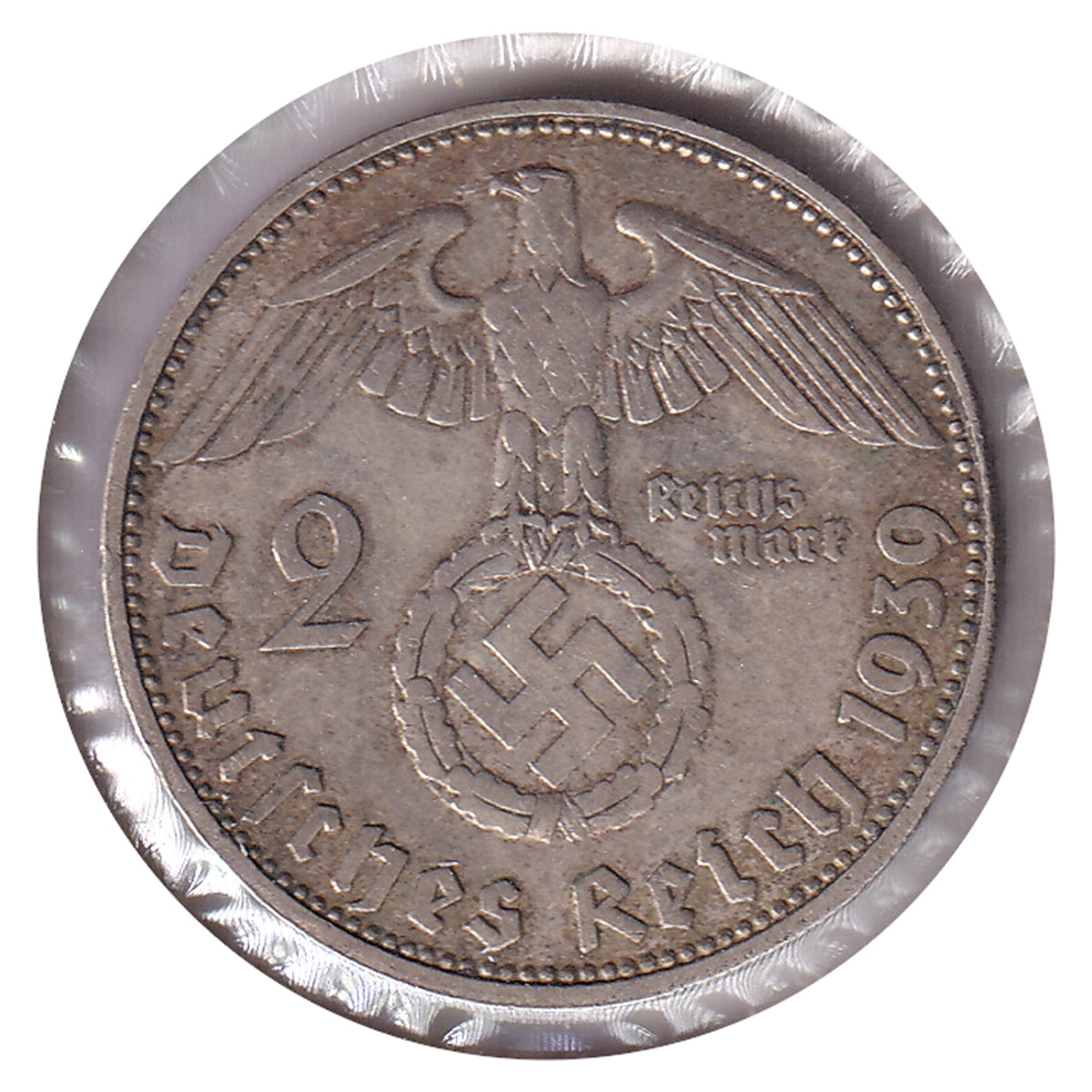 German Third Reich 1939D 2 Marks Extra Fine (EF40)