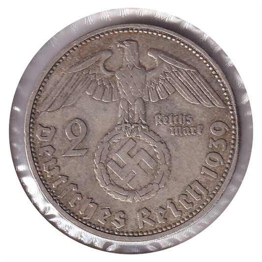 German Third Reich 1939D 2 Marks Extra Fine (EF40)