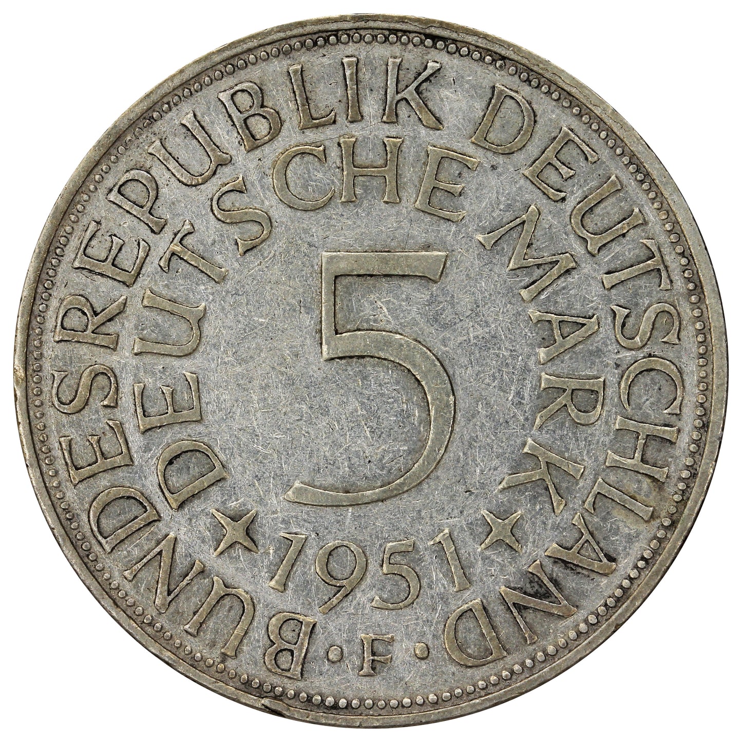 Germany 1951F 5 Marks Extra Fine (EF40)